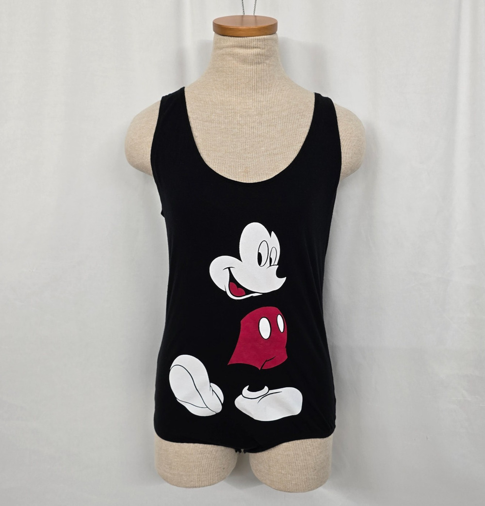 Disney Mickey Mouse Character Sleeveless Bodysuit Women's XL Black Multi